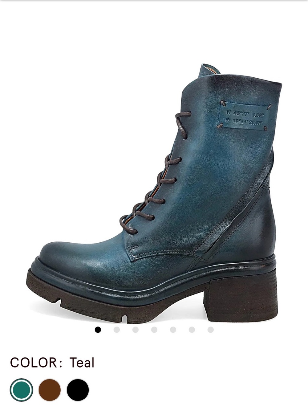 A.S.98 Teal Lace-Up Leather Ankle Boots - Picture 5 of 5